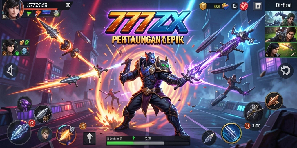 Gameplay pertarungan yang intens dalam 777ZX.