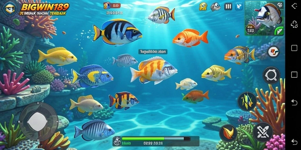 Ilustrasi gameplay menarik di BIGWIN189, menampilkan aksi tembak ikan yang seru.