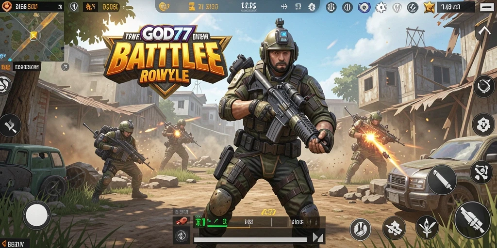 Gameplay seru dari GOD77 di medan peperangan Battle Royale.