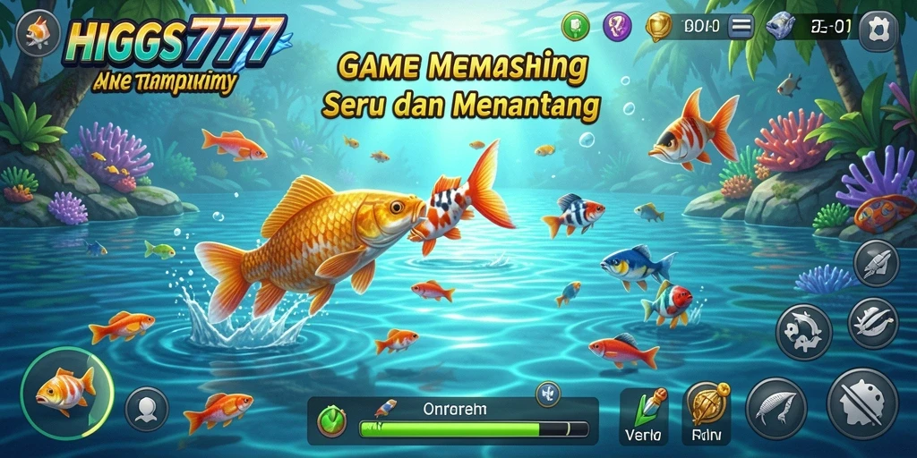 Tampilan gameplay HIGGS777 yang seru dan menyenangkan saat memancing.