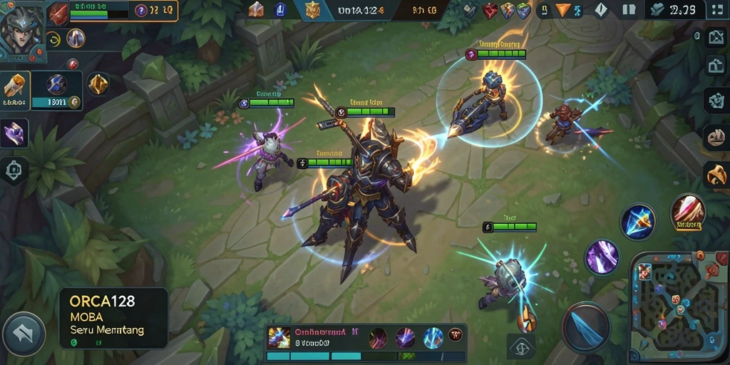 Gameplay menegangkan dari ORCA128 dalam arena MOBA.