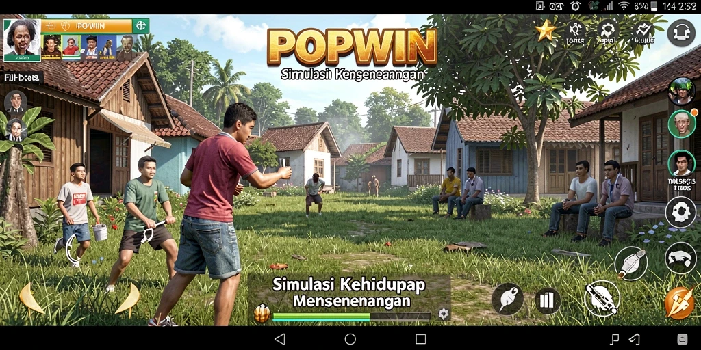 Tangkapan layar menunjukkan gameplay menarik dari <strong>POPWIN</strong> dalam simulasi kehidupan.