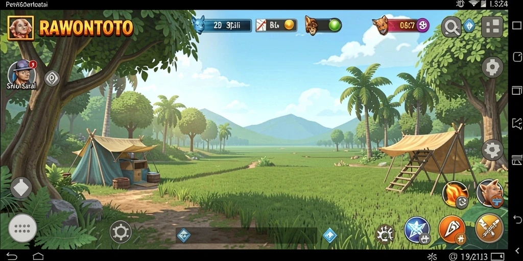 Screenshot gameplay RAWONTOTO menampilkan aksi santai dan strategi cerdas.