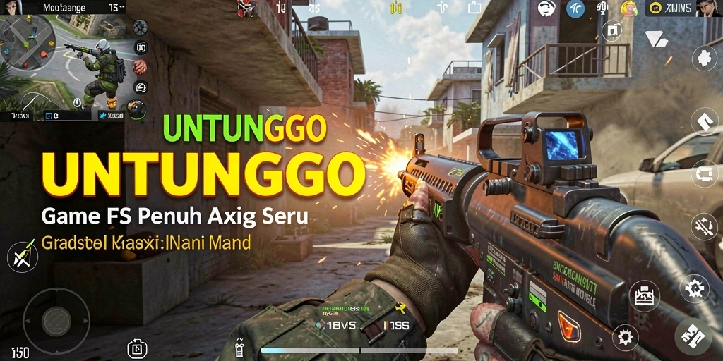 Screenshot gameplay UNTUNGGO menampilkan aksi tembak-menembak yang mendebarkan.